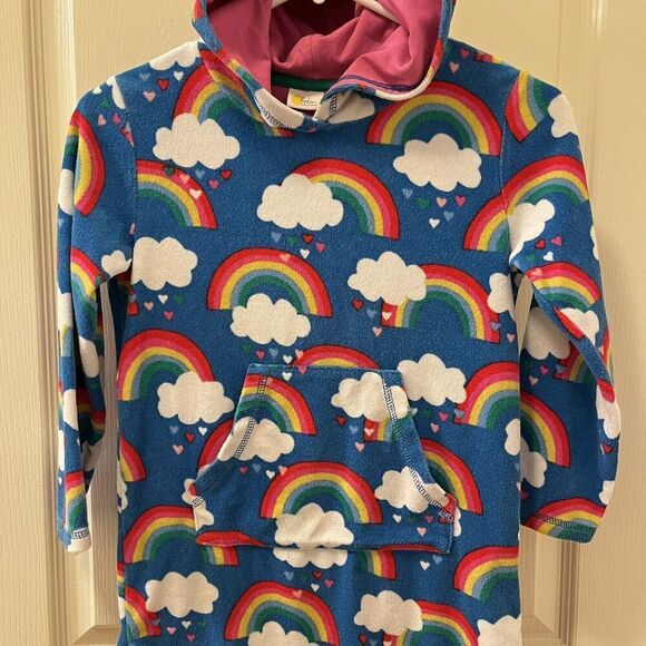 Mini Boden Rainbow Swim Dress Cover Up Towelling Terry Hooded Girls Size 7-8 - Picture 3 of 11